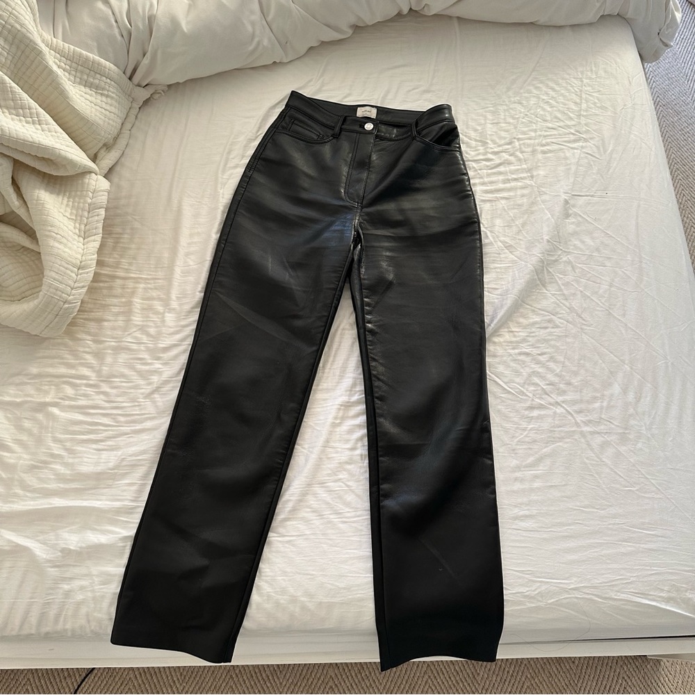 Aritzia Melina black faux leather pants